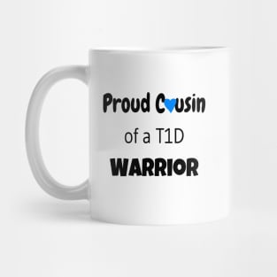 Proud Cousin - Black Text - Blue Heart Mug